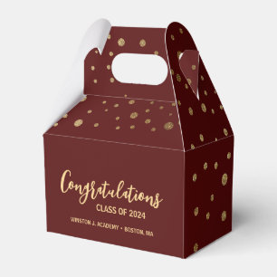 Burgundy gold Congratulations class of 2024 grad Favor Box