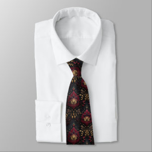Burgundy Gold Damask Elegance Tie