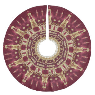 Burgundy Gold Decorative Holiday Tree Skirt