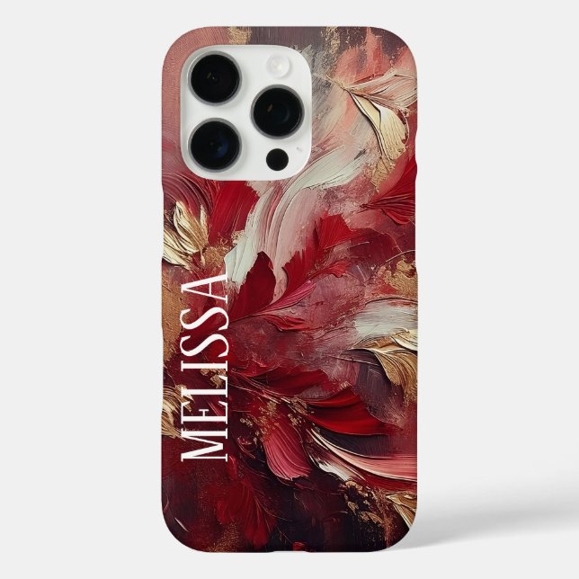 Burgundy Gold Elegance in Acrylic With Name Case-Mate iPhone Case (Back)