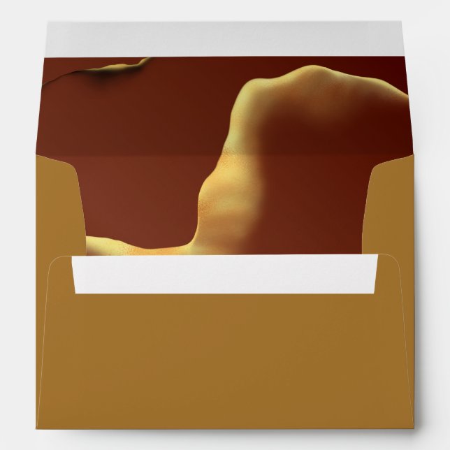 🤵 Burgundy Gold Elegant Inky Abstract Wedding   Envelope (Back (Bottom))