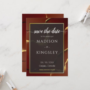 🤵 Burgundy Gold Elegant Inky Abstract Wedding   Invitation