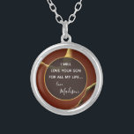 🤵 Burgundy Gold Elegant Inky Abstract Wedding   Silver Plated Necklace<br><div class="desc">Inky Earthtone Red Abstract Amazing Fab Wedding Grooms Mother gift with a lovely sentiment from the bride that can be changed to suit your preferences.</div>