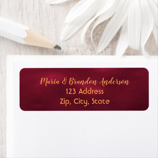 Burgundy gold elegant return address (Insitu)