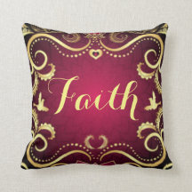 Burgundy Gold Faith Pattern Print Design