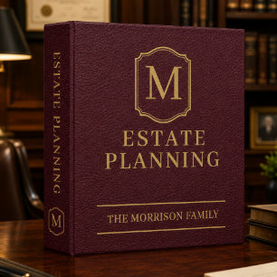 Burgundy Gold Family Estate Planning Faux Leather Binder