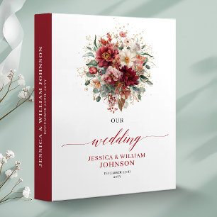 Burgundy Gold Floral Autumn Boho wedding memory al Binder