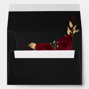 burgundy gold floral black wedding envelope