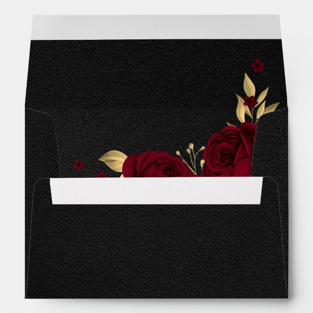 burgundy gold floral black wedding envelope (Back (Bottom))
