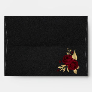 burgundy gold floral black wedding envelope