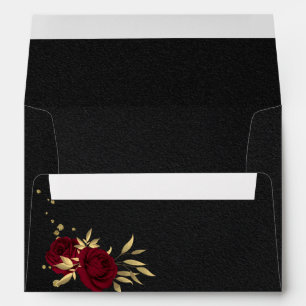 burgundy gold floral black wedding envelope