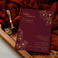 Burgundy Gold Floral Bridal Lingerie Shower