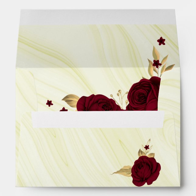 burgundy gold floral marble wedding envelope (Back (Bottom))