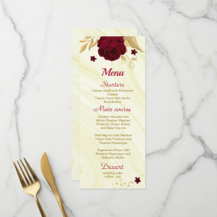 burgundy gold floral marble wedding menu