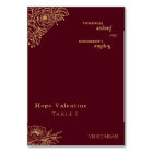 Burgundy Gold Floral Mariage pliable Carte Place