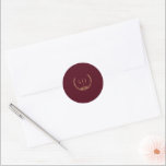 Burgundy Gold Floral Monogram Wedding Sticker<br><div class="desc">This burgundy gold floral monogram wedding sticker features a gorgeous sophisticated dark merlot backdrop with elegant gold calligraphy and gilded floral embellishments. The jewel-tone colour story and the golden botanical boho accents together with minimal delicate script create a regal and romantic modern aesthetic that strikes a perfect balance between classic...</div>