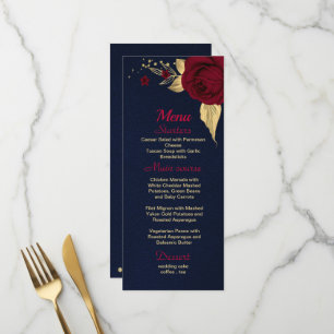 burgundy gold floral navy blue menu