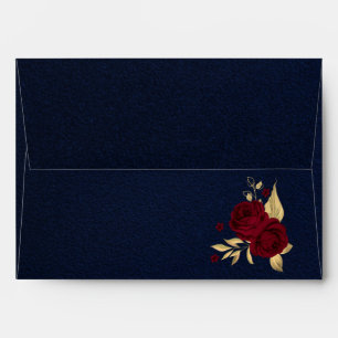 burgundy gold floral navy blue wedding envelope