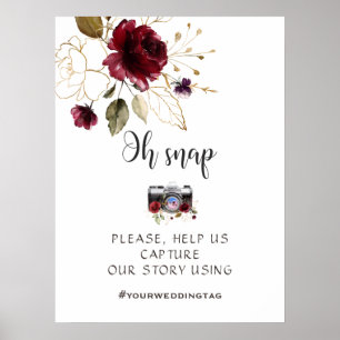 Burgundy Gold Floral Oh Snap Instagram Sign
