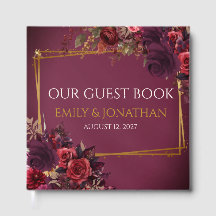 Burgundy Gold Floral Personalized Wedding