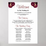 Burgundy/Gold Floral Wedding Ceremony Program Sign<br><div class="desc">This “Burgundy/Gold Floral Wedding Ceremony Program Sign” brings grace and style to your wedding ceremony. This program sign is designed to help your guests follow along with the proceedings. Order today!</div>