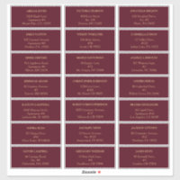 Burgundy Gold Floral Wedding Guest Address Labels