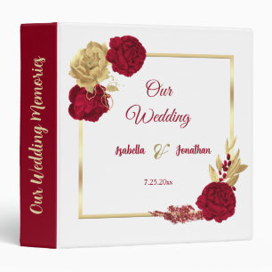 burgundy & gold flowers elegant photo albums  binder