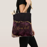 Burgundy & Gold Foil Chic Marble Agate Custom Text Tote Bag<br><div class="desc">Burgundy Watercolor & Gold Foil Watercolor Marble Agate Gilded Geode Design,  with Modern and Script fonts. Trendy and Chic Custom Text Tote Bag! ~ Check my shop to see the entire suite for this design!</div>