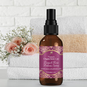 Burgundy & gold foil damask soap cosmetics label 2