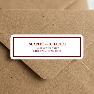 Burgundy & Gold Formal Wedding Return Address