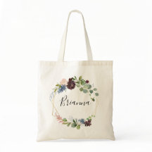 Burgundy Gold Geometric Bridesmaid Tote Bag