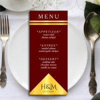 Burgundy & Gold Geometric Stripe Wedding Reception