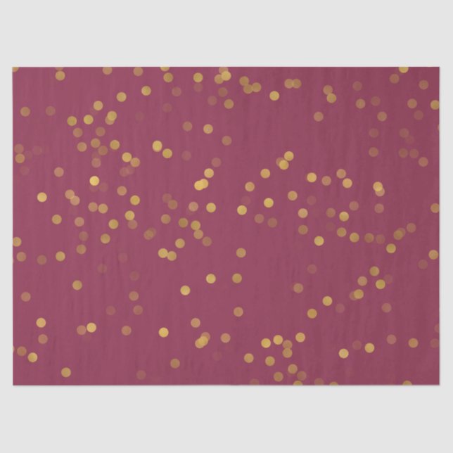 Burgundy Gold Glam Confetti Tissue Paper (Front)