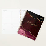 Burgundy Gold Glitter Agate Personalized Planner<br><div class="desc">Burgundy pink and Gold Glitter agate geode style Personalized Planner</div>