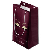 Burgundy Gold Glitter Makeup Lashes Beauty Brandin Small Gift Bag (Front Angled)