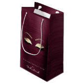 Burgundy Gold Glitter Makeup Lashes Beauty Brandin Small Gift Bag (Back Angled)