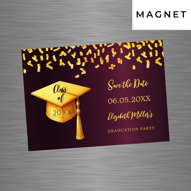 Burgundy gold Graduation Party Save the Date card (Creator Uploaded)