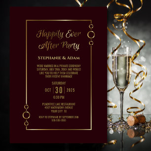 Burgundy Gold Happily Ever After Wedding Reception Invitation