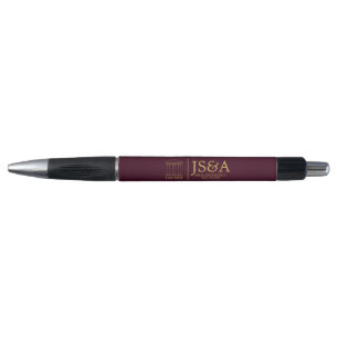 Burgundy Gold Justice Columns Law Firm Pen