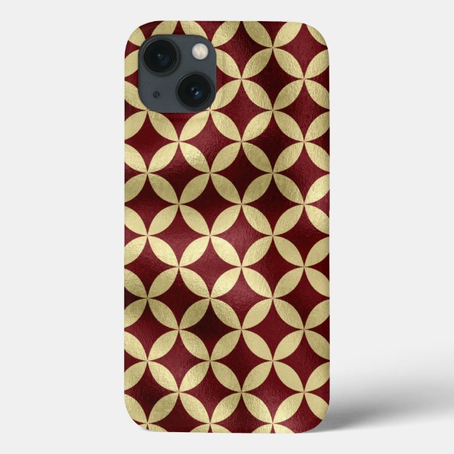 Burgundy gold metallic peel pattern Case-Mate iPhone case (Back)