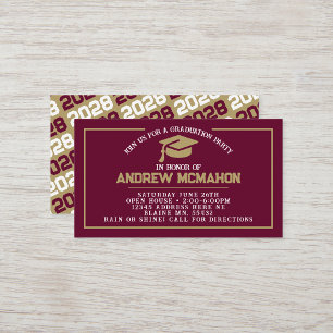 Burgundy & Gold Mini Graduation Invites
