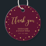 Burgundy & Gold | Modern Birthday Favour Thank you Favour Tags<br><div class="desc">This modern custom thank you sticker will add stylish detail to your special day. This design features gold lettering " Thank you " and confetti on a burgundy red background. Matching birthday party invitations and stationeries are available in my shop BaraBomDesign.</div>