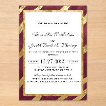 Burgundy Gold Modern Elegant Wedding Invitation