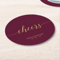 Burgundy & Gold Modern Lettering Cheers Party