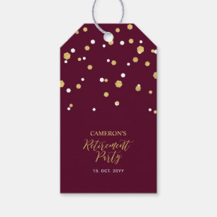 Burgundy & Gold   Modern Retirement Party Favour Gift Tags