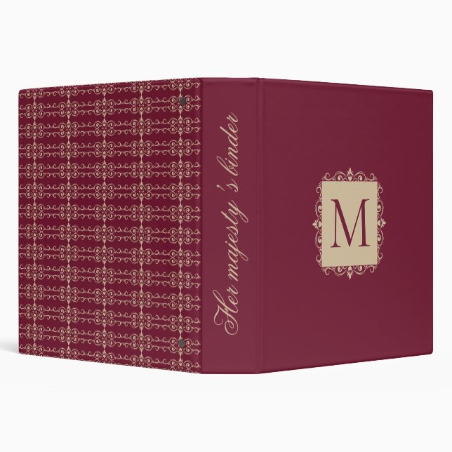 Burgundy & Gold Monogram Binder |Custom Spine Text (Background)