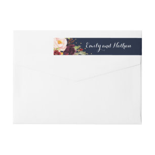 Burgundy Gold Navy Confetti Envelope Belly Band Wrap Around Label