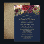 Burgundy Gold Navy Floral Watercolor Sweet Sixteen Invitation<br><div class="desc">More modern floral Sweet Sixteen Invitations in the Little Bayleigh Store!</div>