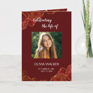  Burgundy & Gold Order of Service Folded Program