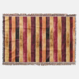 Burgundy Gold Peach Stripes Christmas Throw Blanket